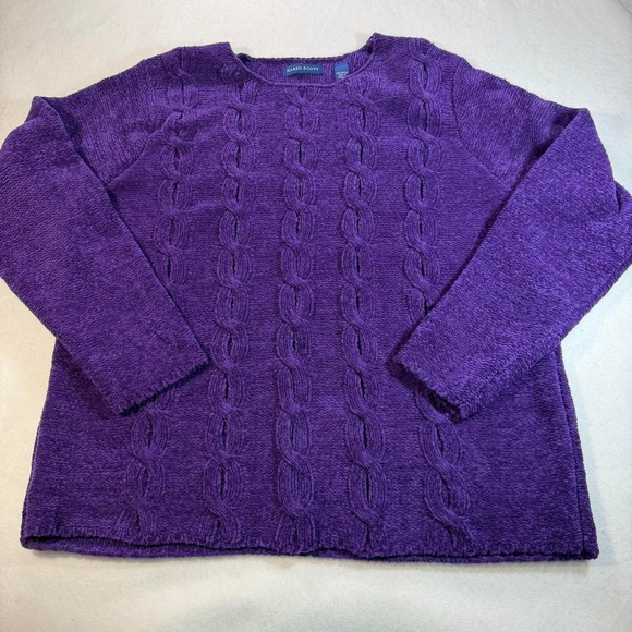 Karen Scott Sweaters - Karen Scott Purple Chenille Cable Knit Sweater XL NWT Cozy Winter Pullover